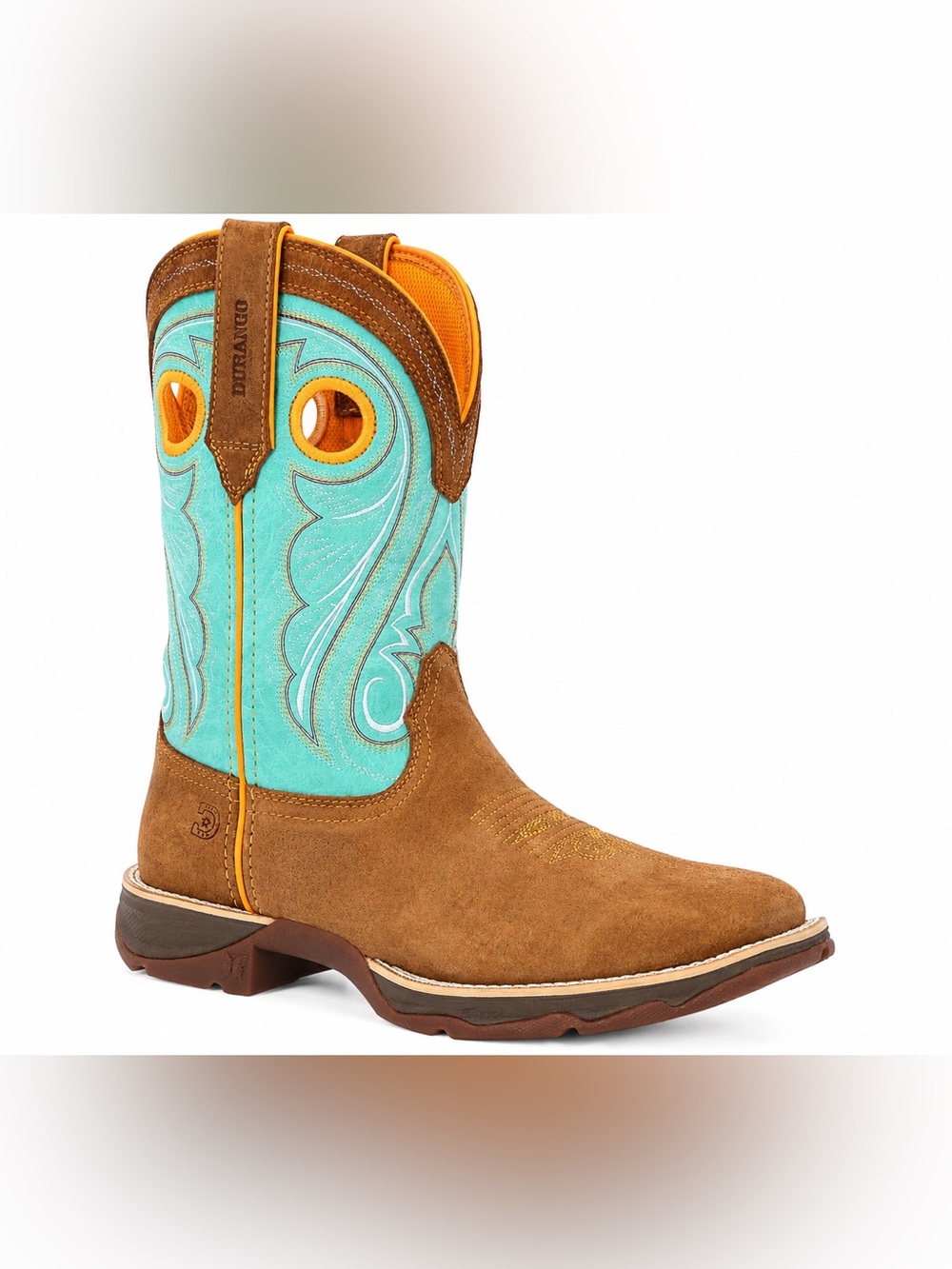 Durango Brown Suede & Turquoise Shaft Western Pull-On Boot